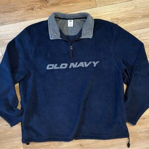 VTG Vintage Old Navy Spell Out Blue/Gray  Quarter 1/4 Zip Fleece Pullover  XXL